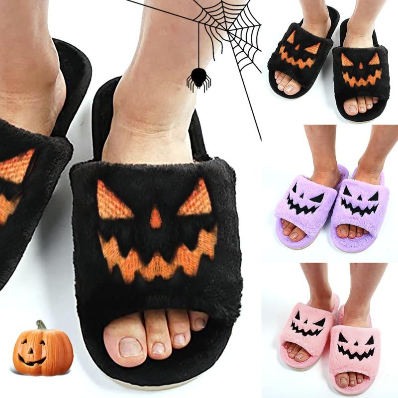 Halloween Pumpkin Plush Slippers