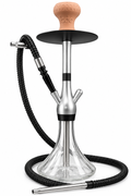 Silver and Black Hookah with Clear Flared Base — Silver / Black