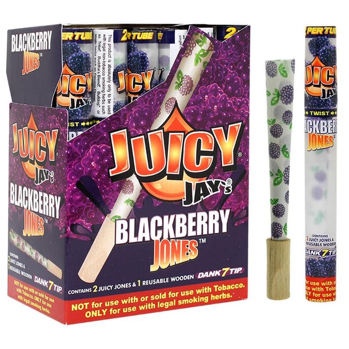 Juicy Jay’s Jones: 2PK Pre-Rolled Cones w. Dank 7 Wooden Tips | 24pc Display
