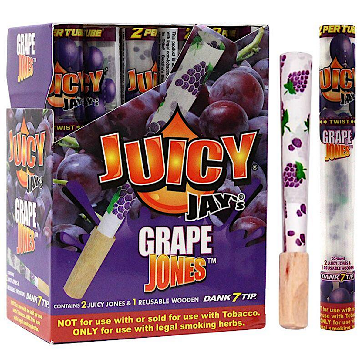 Juicy Jay’s Jones: 2PK Pre-Rolled Cones w. Dank 7 Wooden Tips | 24pc Display
