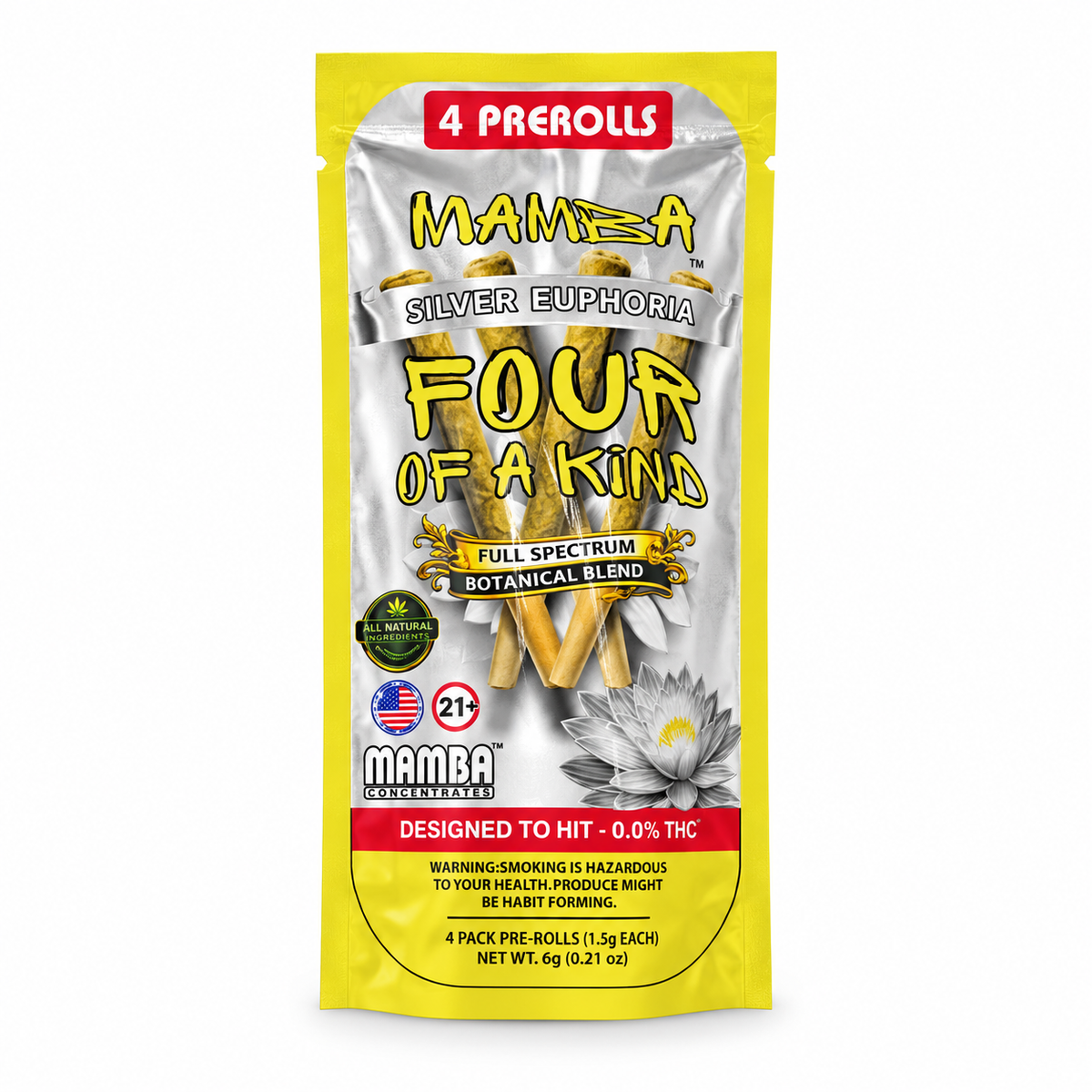 Mamba Four of a Kind THC-Free Botanical Pre-Rolls 4ct x 1.5G