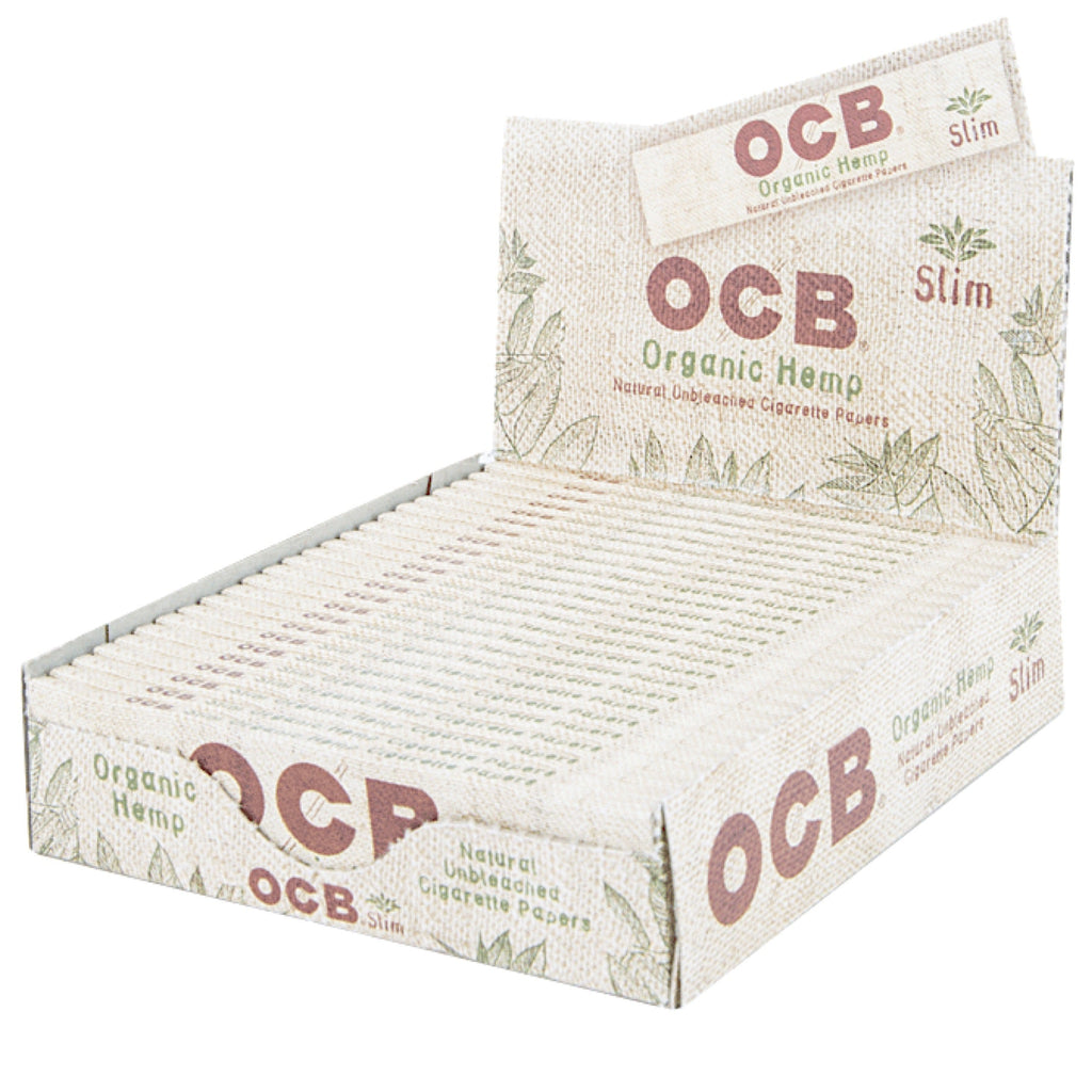 OCB King Slim Unbleached Organic Hemp Rolling Papers | 24pc Display