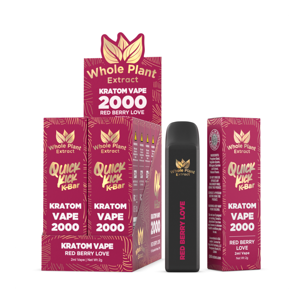 QK Kratom 2G Disposable Vape Red Berry Love – 10 Pack
