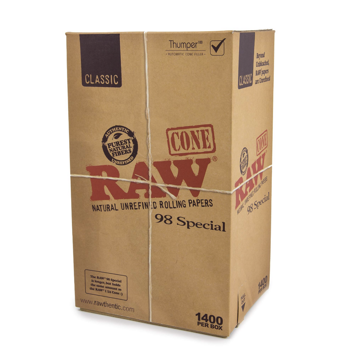 Raw® Classic 98 Special Pre-Rolled Cones | 1400ct Bulk Box