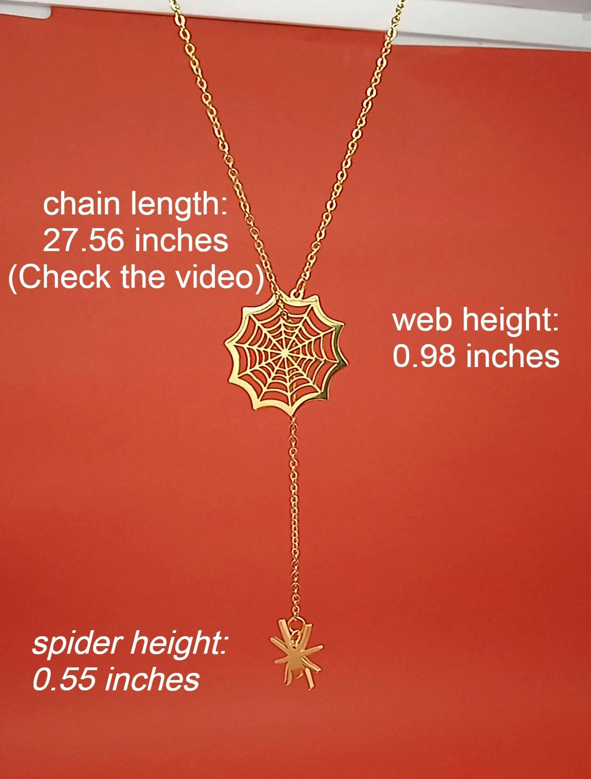 18k Gold Spider Necklace – Spider Charm Pendant – Halloween Necklace –