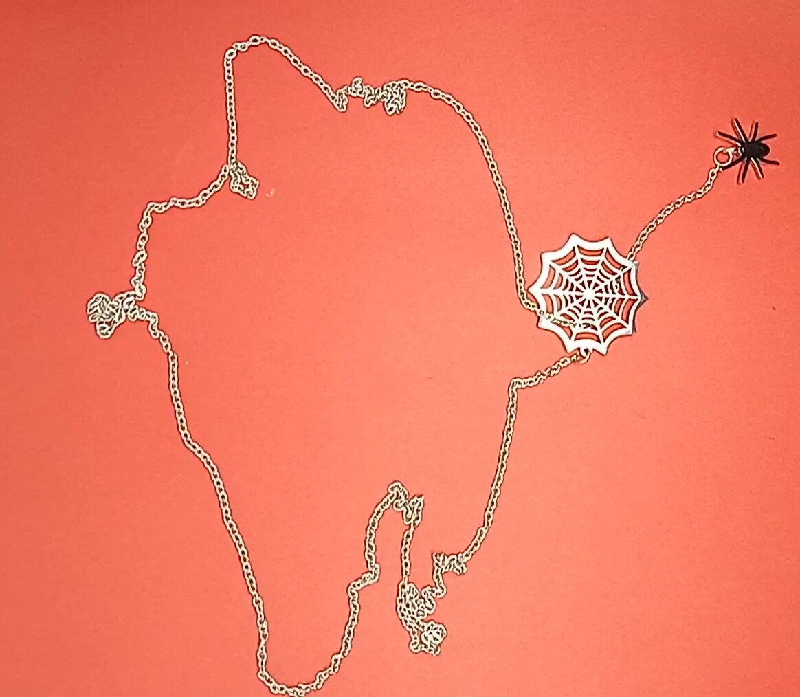 18k Gold Spider Necklace – Spider Charm Pendant – Halloween Necklace –