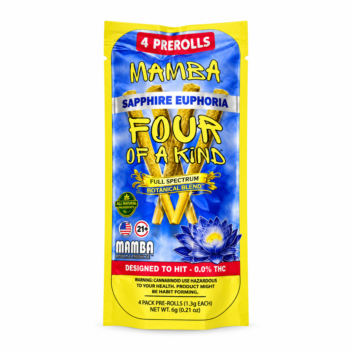 Mamba Four of a Kind THC-Free Botanical Pre-Rolls 4ct x 1.5G
