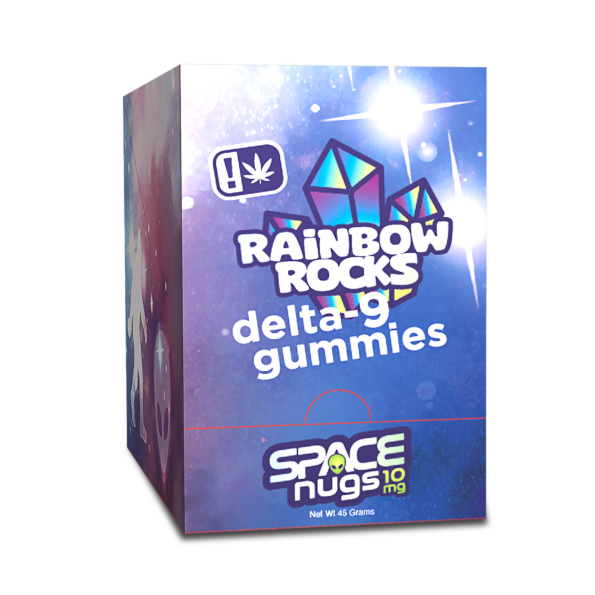 Space Nugs Delta 9 Rainbow Rock Candy Gummies 100mg- 10 Pack