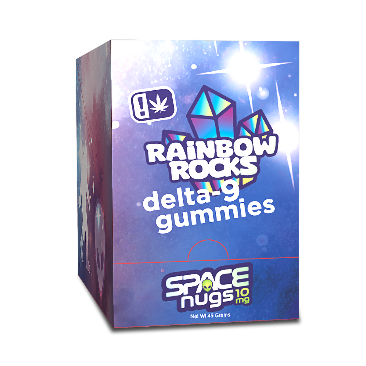 Space Nugs Delta 9 Rainbow Rock Candy Gummies 100mg- 10 Pack