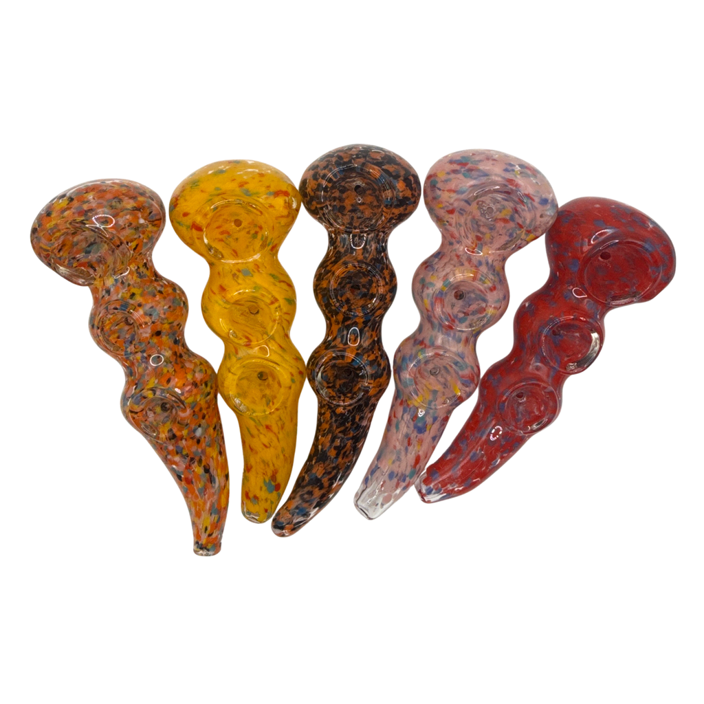 Tri-Glitch Wave Glass Hand Pipe