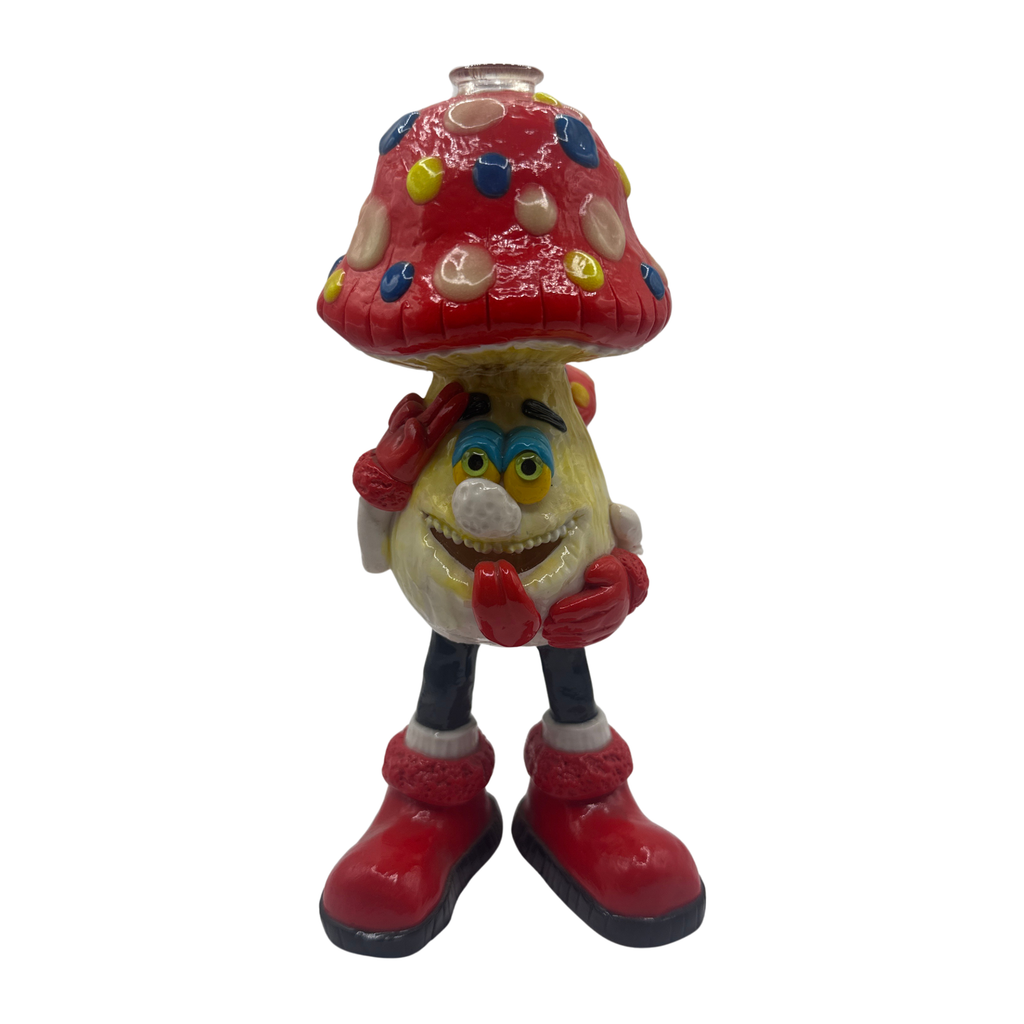 Trip-Catcher Glow In The Dark Mushroom Glass Bubbler - 7.9 In