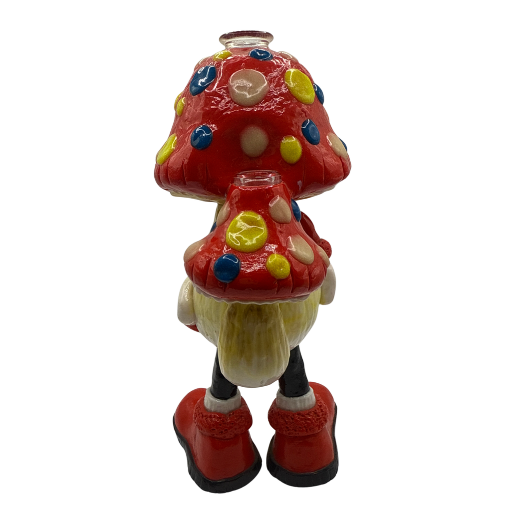 Trip-Catcher Glow In The Dark Mushroom Glass Bubbler - 7.9 In