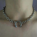 Y2K Punk Spike & Charm Chain Choker