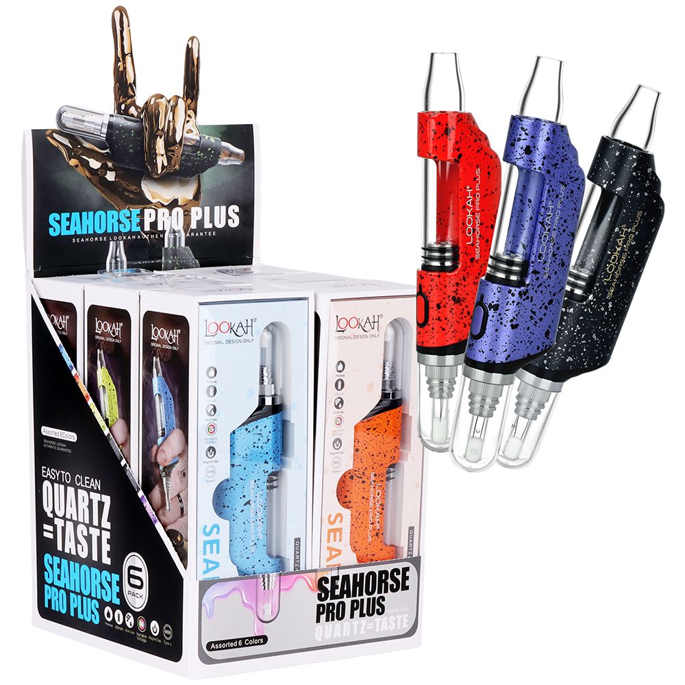 6CT DISPLAY - Lookah Seahorse PRO Plus Electric Dab Pen Spatter Edition - 650mAh / Assorted Colors