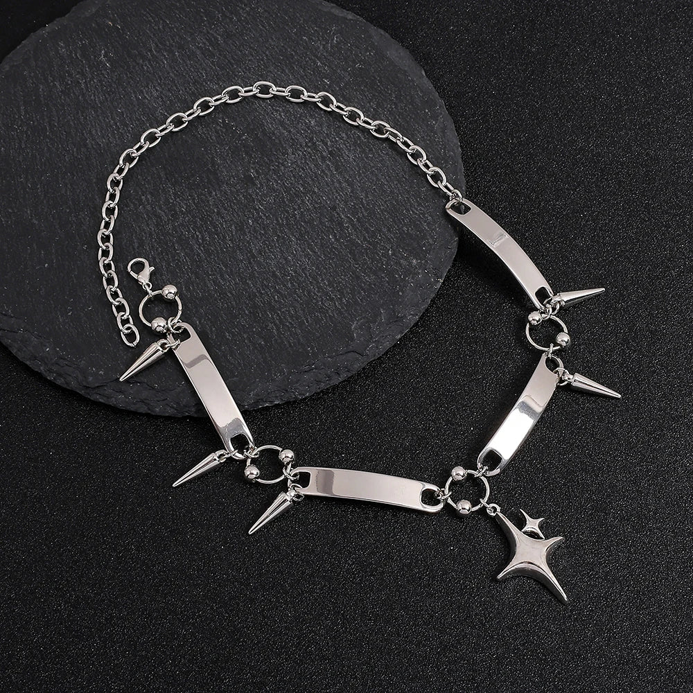 Y2K Punk Spike Star Chain Necklace