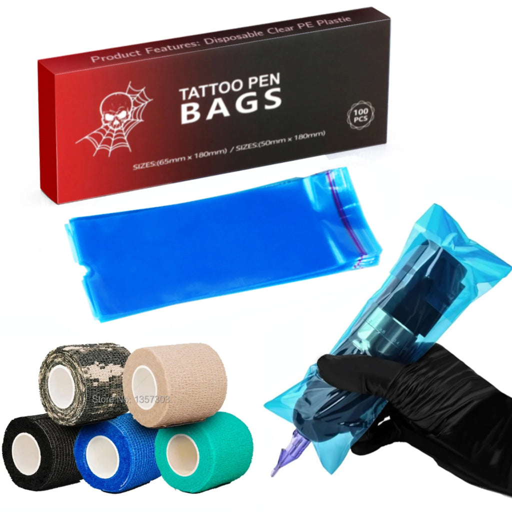 Tattoo Pen Covers with Tape Wrap