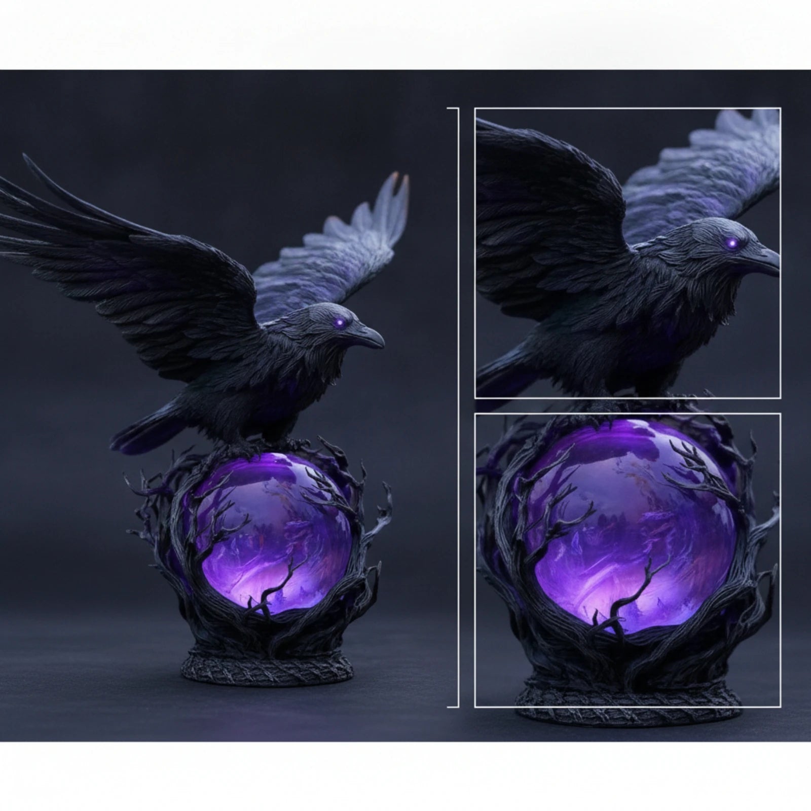 Gothic Raven Purple Crystal Ball LED Night Light