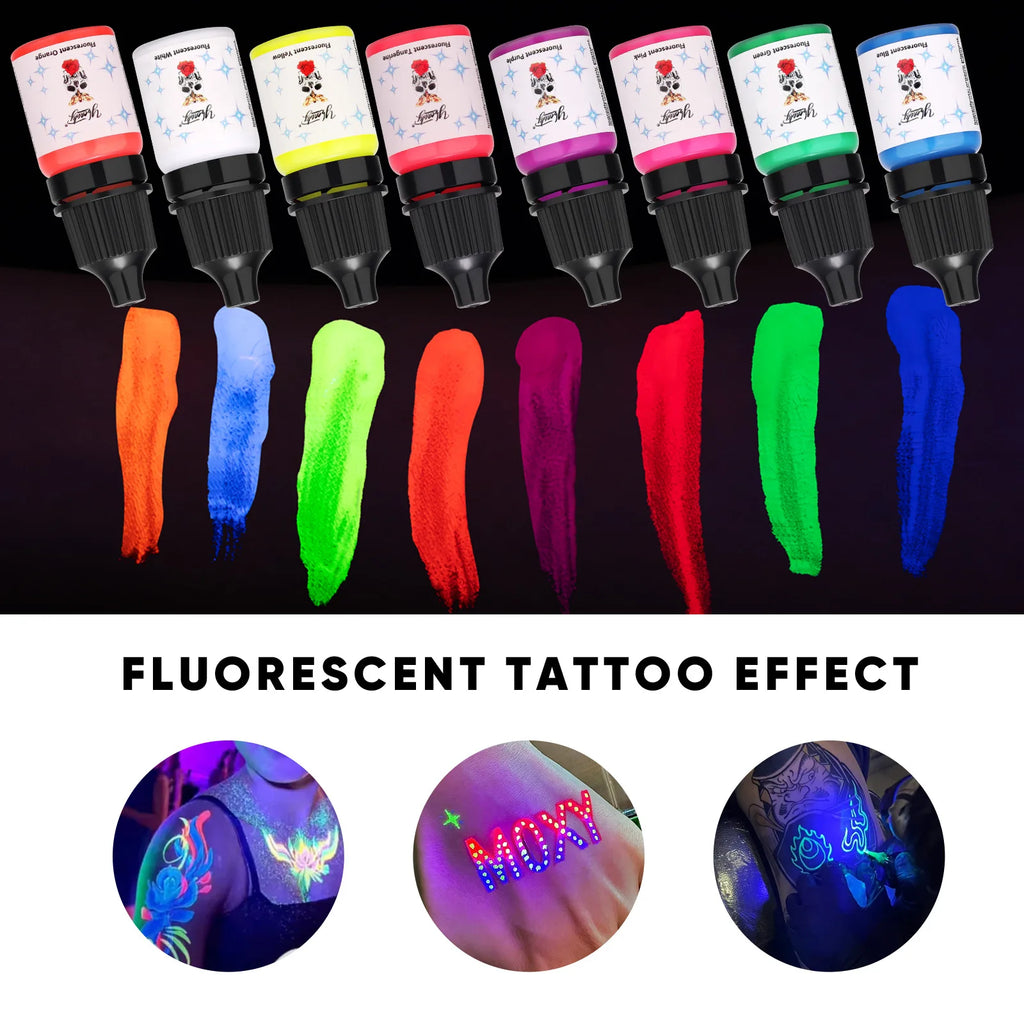 8-Color 5ml Fluorescent UV Tattoo Ink Kit