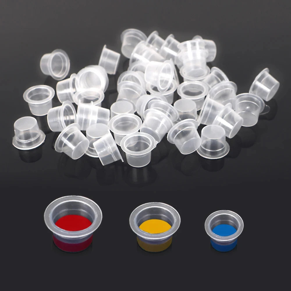 100pcs Tattoo Large Medium Small Ink Pigment Cup Ring transparent Microblading Cap Lip Eyebrow PMU Bleaching Supplies Cream