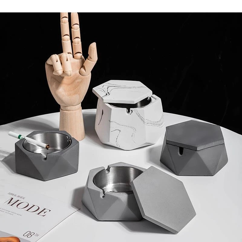 Car Ashtray Cement Drop Resistance Ash Tray Holder Gift for Boyfriend Ashtrays with Lids Decoration