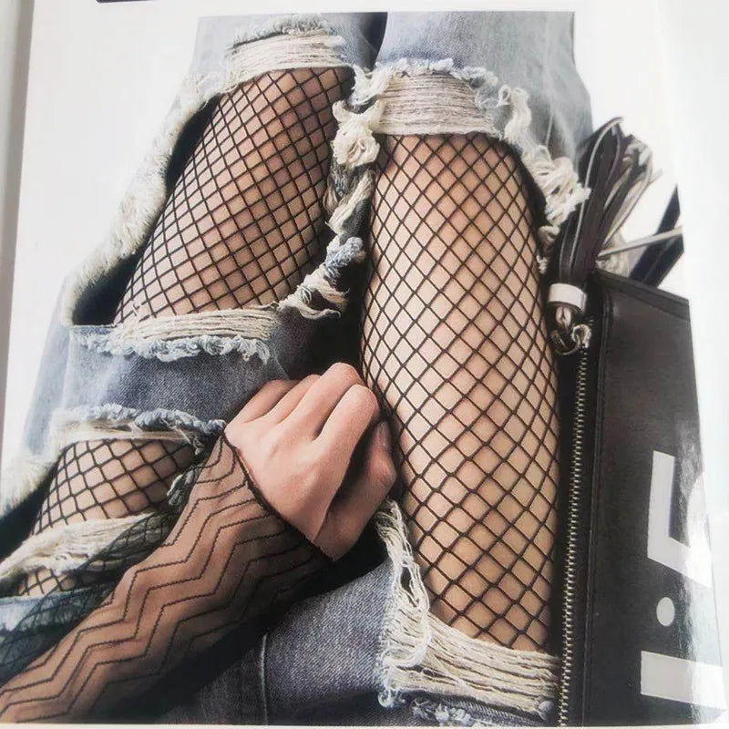 Black Fishnet Stockings For Women, Thigh Hight Fishnet Pantyhose Ladies Fish Net Plus Size One Size Fit All