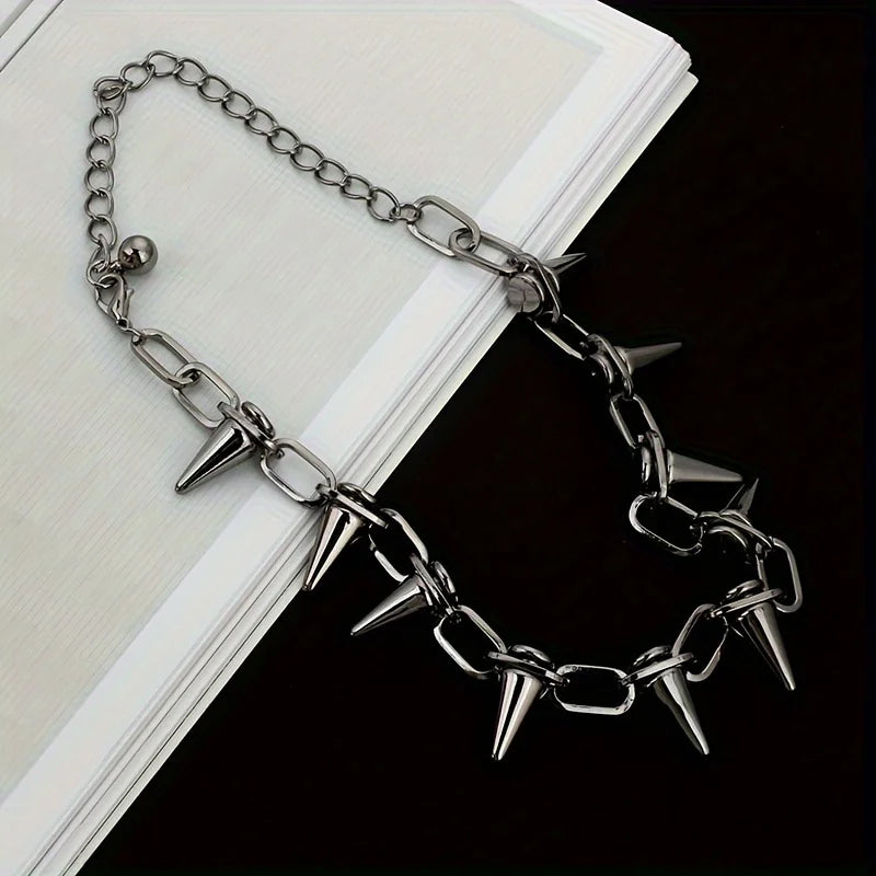 Punk Spike Chain Choker Necklace
