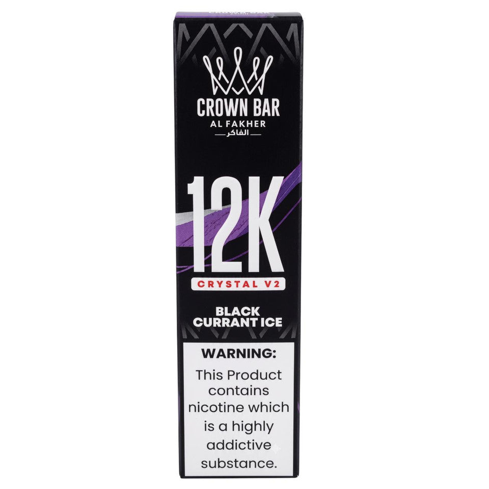 Al Fakher Crown Bar Crystal V2 12K — Black Currant Ice — supplier packaging reference for internal review
