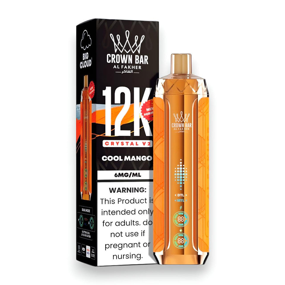 Al Fakher Crown Bar Crystal V2 12K — Cool Mango — supplier packaging reference for internal review