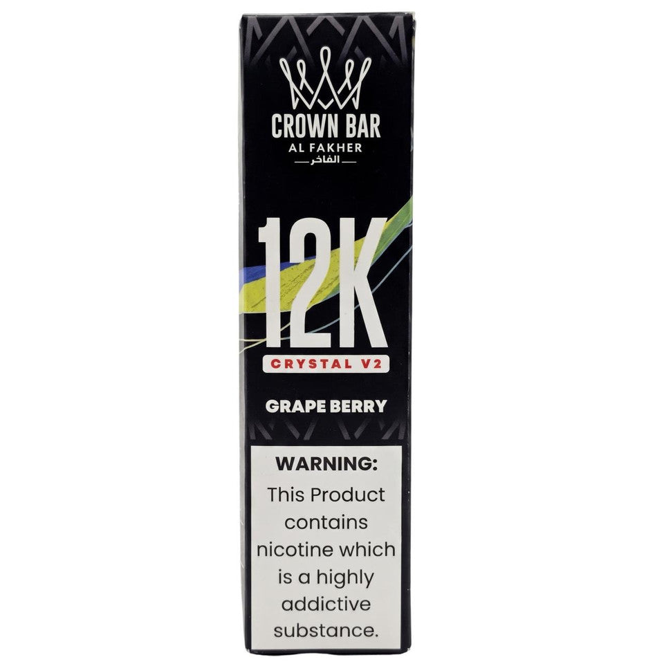 Al Fakher Crown Bar Crystal V2 12K — Grape Berry — supplier packaging reference for internal review