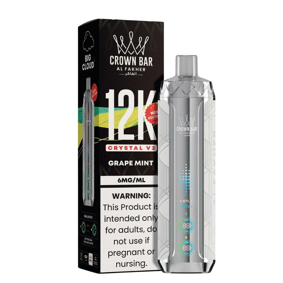 Al Fakher Crown Bar Crystal V2 12K — Grape Mint — supplier packaging reference for internal review