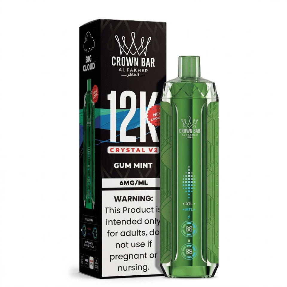 Al Fakher Crown Bar Crystal V2 12K — Gum Mint — supplier packaging reference for internal review