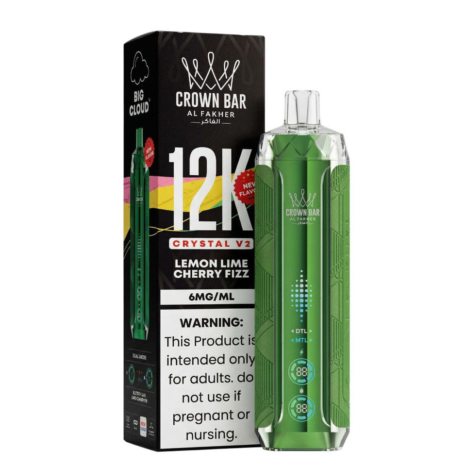 Al Fakher Crown Bar Crystal V2 12K — Lemon Lime Cherry Fizz — supplier packaging reference for internal review