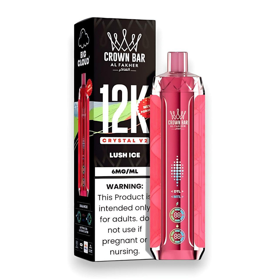Al Fakher Crown Bar Crystal V2 12K — Lush Ice — supplier packaging reference for internal review