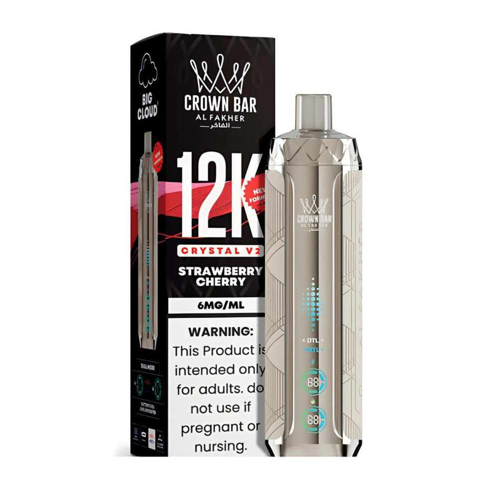 Al Fakher Crown Bar Crystal V2 12K — Strawberry Cherry — supplier packaging reference for internal review