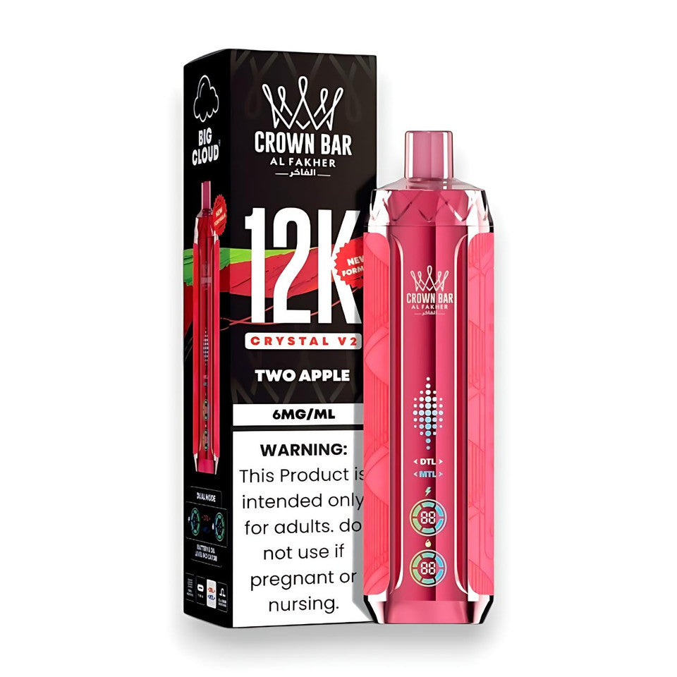 Al Fakher Crown Bar Crystal V2 12K — Two Apple — supplier packaging reference for internal review
