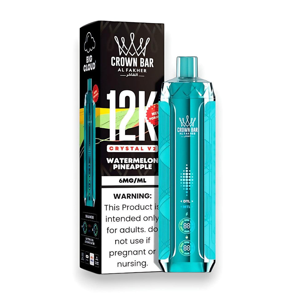 Al Fakher Crown Bar Crystal V2 12K — Watermelon Pineapple — supplier packaging reference for internal review