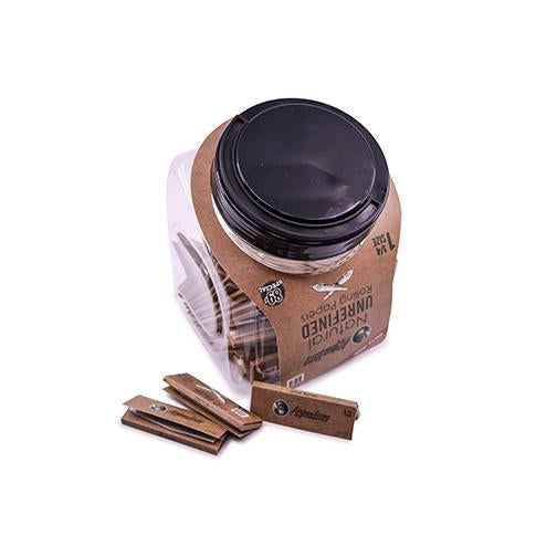Afghan Hemp 1¼ inch rolling papers — 50-booklet jar with booklet detail