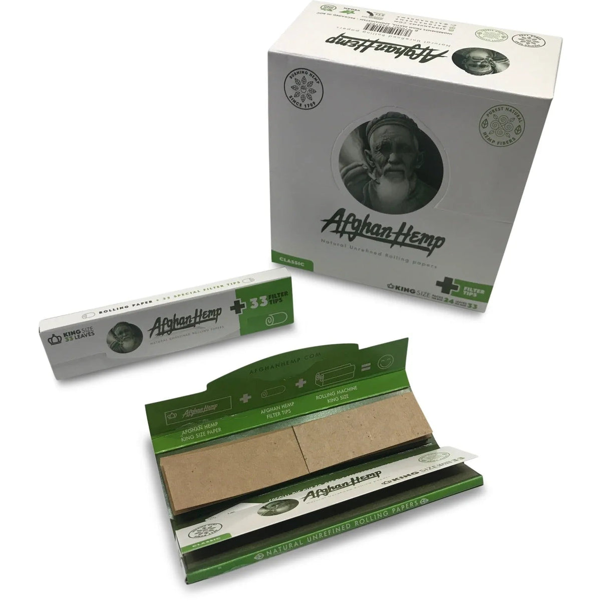 Afghan Hemp King Size Rolling Papers + Tips individual pack