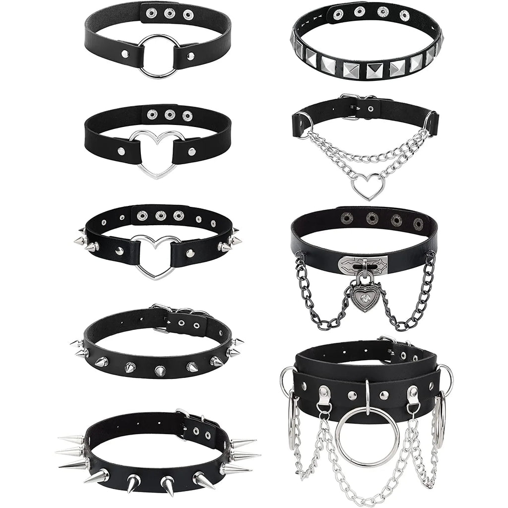 9-Piece Gothic Punk Choker Necklace Set