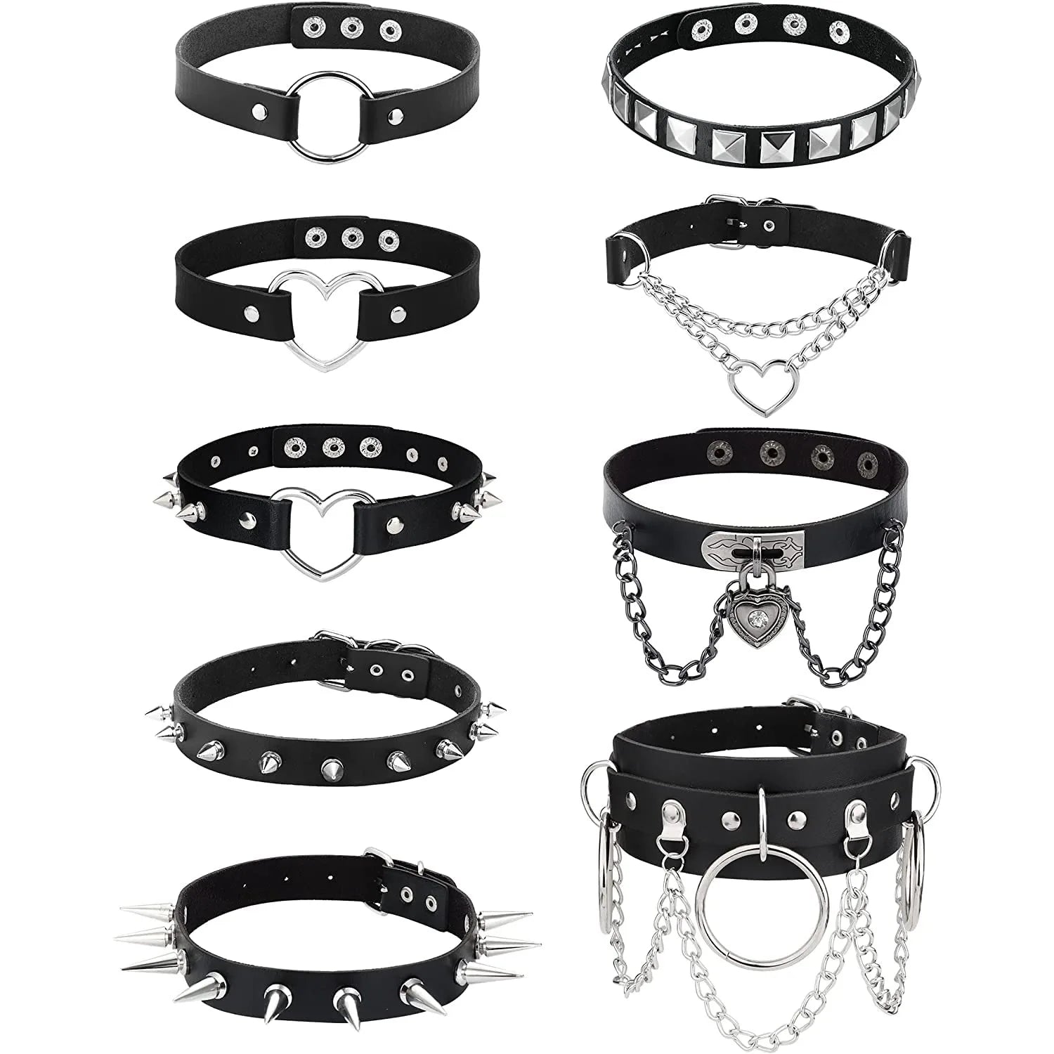 9-Piece Gothic Punk Choker Necklace Set
