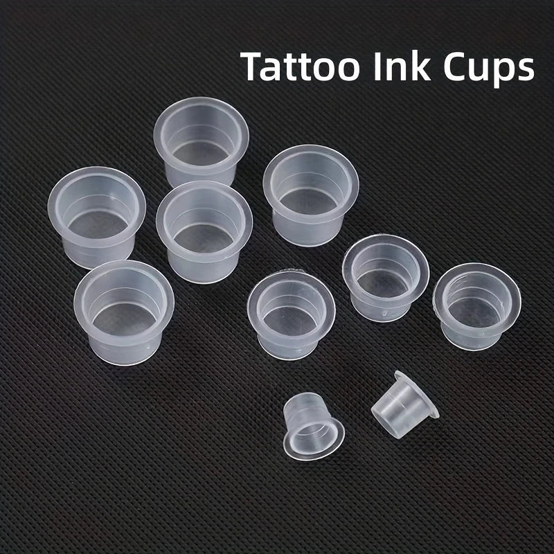 100pcs Disposable Tattoo Ink Cups Plastic Pigment Clear Holder Container Caps Tattoo Permanent Makeup Microblading Supply