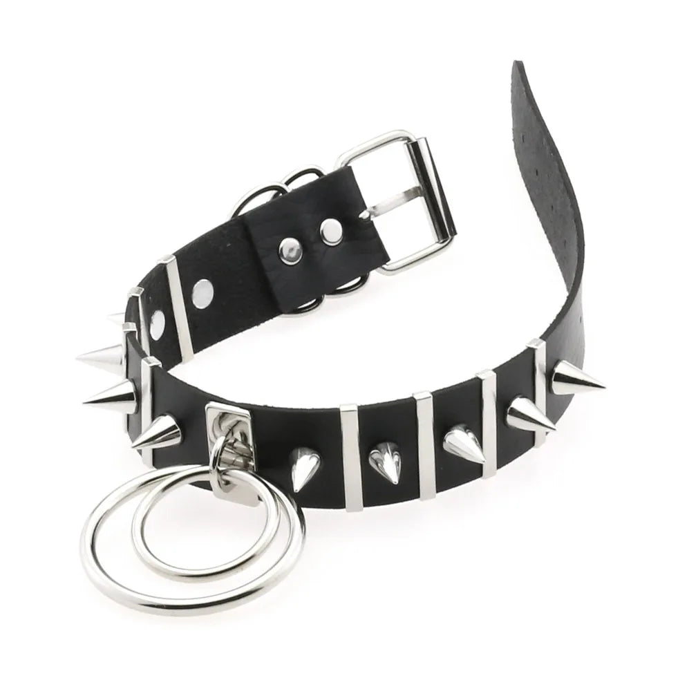 Punk Double O-Ring Spike Choker
