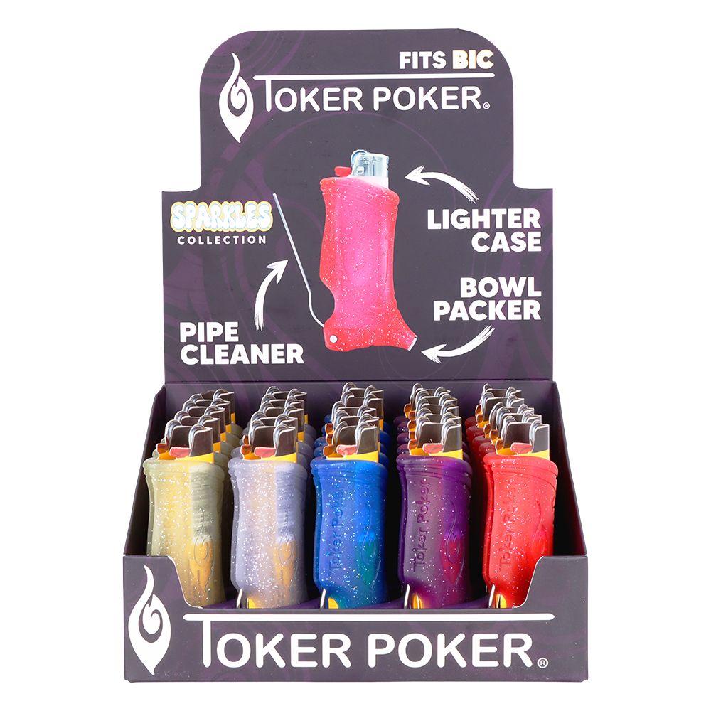 Toker Poker Lighter Sleeve - Sparkles / Assorted Colors 25ct