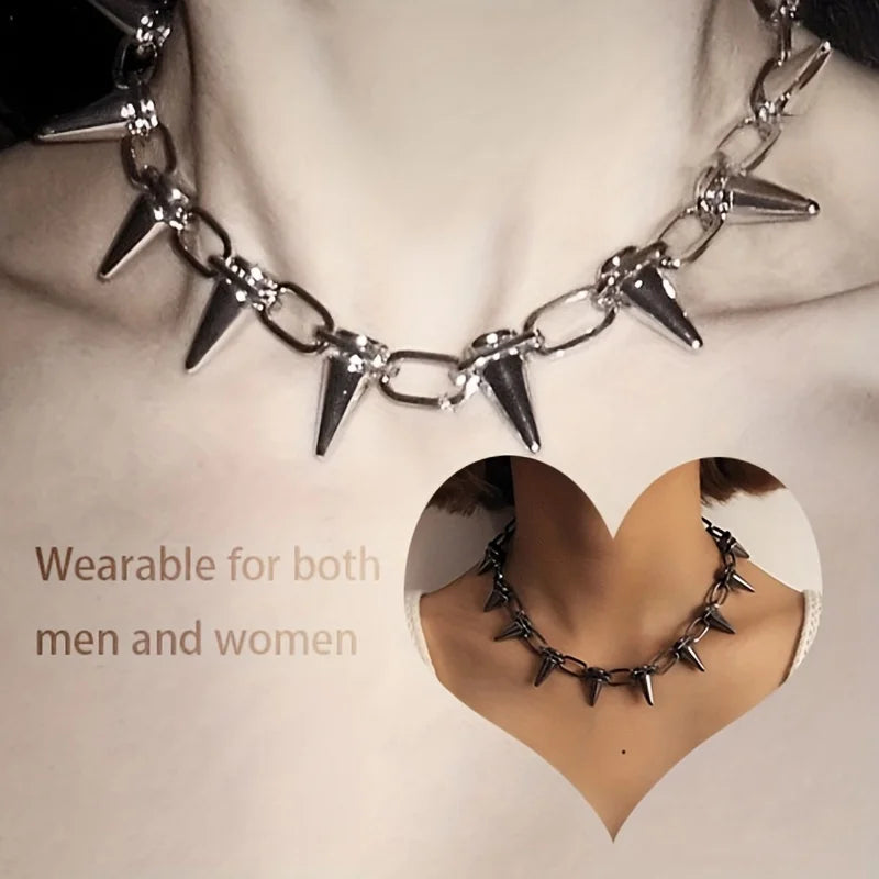 Punk Spike Chain Choker Necklace