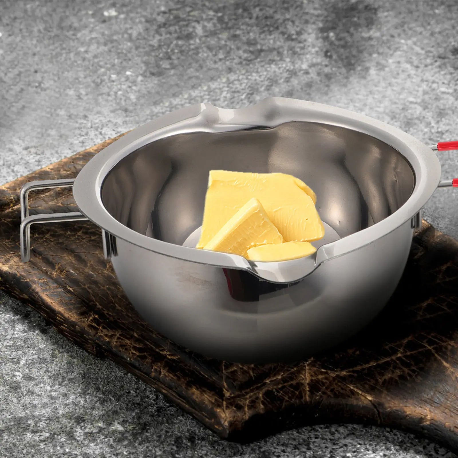 304 Stainless Steel Chocolate Melting Pot Double Boiler Butter Cheese Caramel Warmer Baking Cooking Tool Drip Spout Non Slip