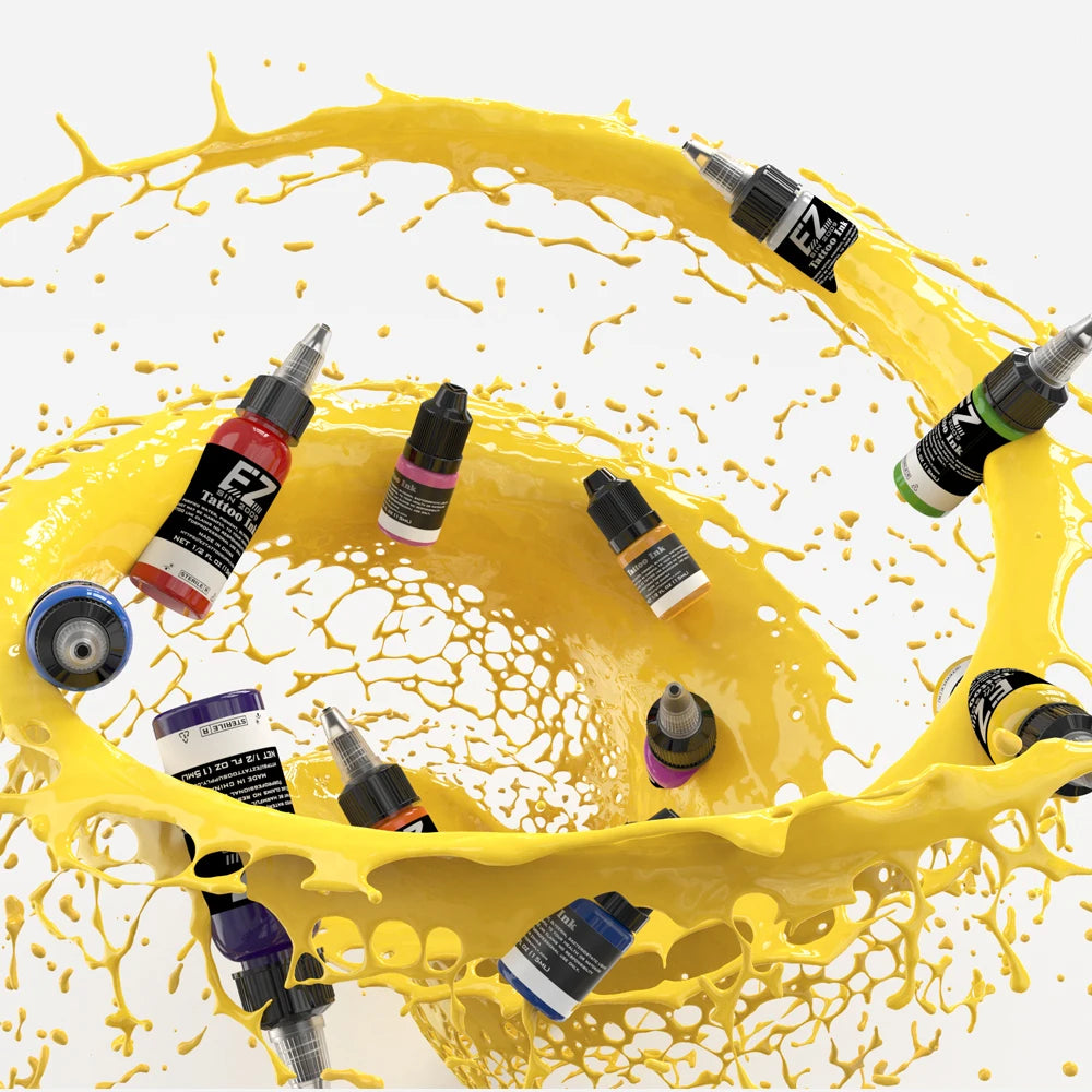 EZ Tattoo INK 25 Colors  1/2 oz 15ml/Bottle Tattoo Inks Pigment Kit for 3D Makeup Beauty Skin Body Art