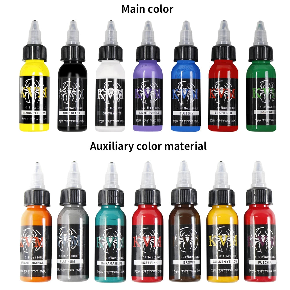 KVM 30ml Multi-Color Tattoo Ink Pigment with Box Art Tattoo Kit Natural