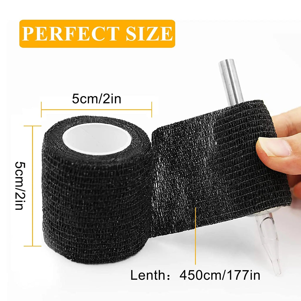 3/6/12/24/48/96pcs 2"x 5 Yards Tattoo Grip Tape Wrap, Elastic Bandage