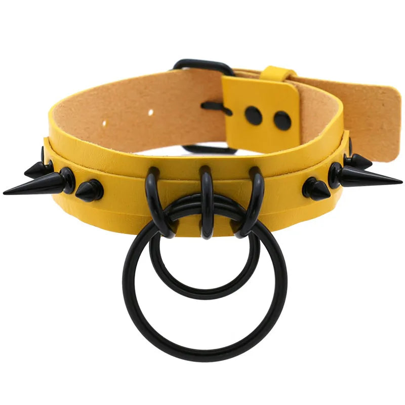 Gothic Spiked O-Ring Choker Collar