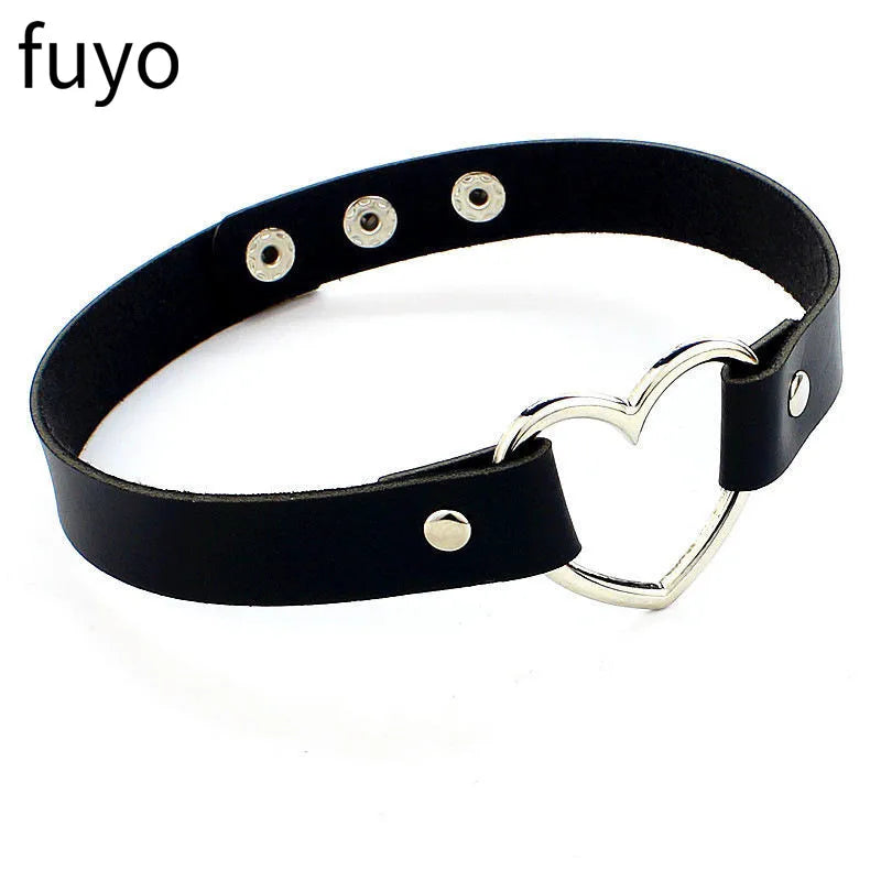 Gothic Punk Faux Leather Choker Necklaces